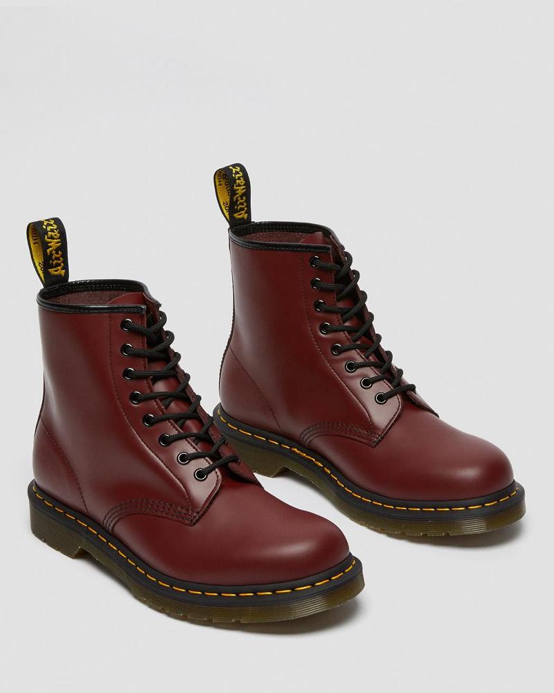 Pink / Red Women's Dr Martens 1460 Smooth Leather Lace Up Boots | CA 206GSO